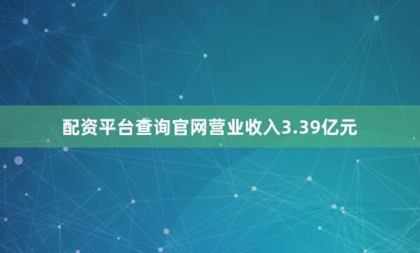 配资平台查询官网营业收入3.39亿元